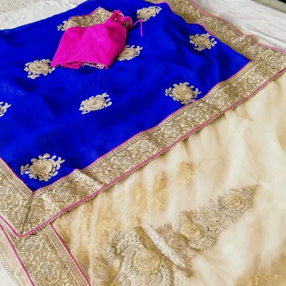 Bollywood wedding saree with stitched blouse